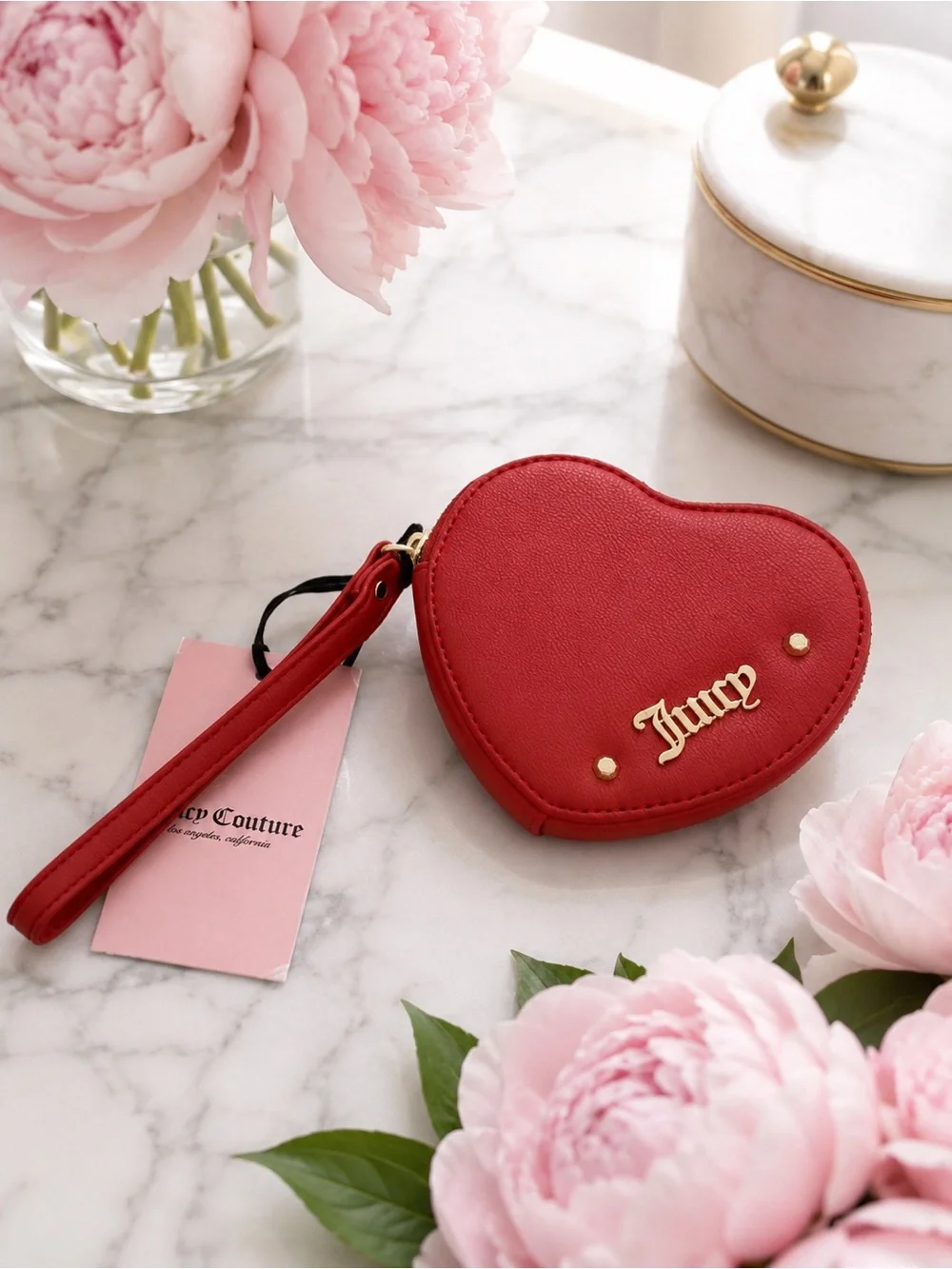 ❤️Juicy Couture Red Heart Zip Coin Purse Wristlet NWT Gift Set MSRP $39